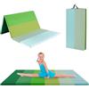 FANTASK Tappetino da ginnastica pieghevole per casa, 180 x 120 cm, tappetino fitness pieghevole a 5 volte, in PU con maniglia, tappetino sportivo per bambini e adulti