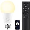 AILEMING Lampadina LED E27 con telecomando a 2,4 GHz, A60 9W, Smart per bagno, atmosfera rilassante, equivalente a 60W, 800lm, regolabile 3000-6500K, 1 lampadina + 1 telecomando.