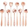 ESRISE FGH678 - Set di 9 cucchiaini da caffè a forma di fiore, in acciaio inox, cucchiaini da tè in acciaio inox, grazioso cucchiaio per mescolare bevande, mescolare frappè e marmellata (oro rosa), 22