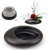 Folmywy Kit di vasi Ikebana in ceramica giapponese con supporto per stelo di fiori Kenzan da 4 cm, vaso rotondo nero a forma di rana, ciotola a forma di ciottolo per centrotavola da tavolo