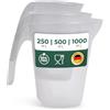 Novaliv Set di misurini da 250 ml, 500 ml, 1000 ml, set da cucina trasparente con scala da g/ ml, per liquidi di farina e zucchero, made in Germany, lavabile in lavastoviglie, contenitore di