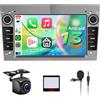 Hodozzy 【8 Core 4+64G】Hodozzy Carplay Autoradio per Opel Astra Antara Vectra Corsa Zafira Meriva Vivaro Combo, 7 Pollice Android Autoradio con Android Auto/WiFi/GPS/RDS/FM/Bluetooth/USB/DSP,Grigio