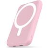 Podoru Powerbank per Mag-safe, 5000mAh Power Bank Wireless Ricarica Rapida Power Bank Magnetico con Type-C/Lighting Caricatore Portatile per iPhone 17/16/15/14/13/12 Tutto Series-Rosa