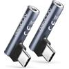 deleyCON 2x Adattatore Audio USB-C su Jack 3,5 mm - per Cuffie, Musica, Chiamate e Microfono - Compatibile con Smartphone, Tablet, Headset e Speaker - per iPhone 17/16/15, iPad, Galaxy S25/S24/A16/A56