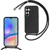 Belzsxy Cover per Samsung Galaxy A05S con Cordino, Custodia con Laccio Collana Tracolla Collo Liquido Silicone Antiurto TPU Antiurto AntiGraffio Case,Nero