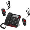 Generico Telefono Anziani Telesoccorso TeleSalvalaVita TeleAllarme SalvaVita con 2 Pulsanti SOS Impermeabili (Bracciale Polso - Telecomando Collo) Volume Amplificato 40 dB Suoneria 90 dB Tasti Grandi Parlanti