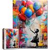 Tucocoo Puzzle con palloncino colorato, 1000 pezzi, puzzle per adulti, Banksy Girl Street Pop Art puzzle per impegnativi giochi di attività familiari 68,6 x 50,8 cm, puzzle fai da te per regali