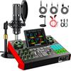 tenlamp Bundle di microfoni per podcast con mixer audio live, bundle di attrezzature per podcast con microfono a condensatore da 3,5 mm (P15) per PC/telefono live streaming, canto, gaming, cambio voce