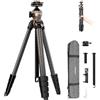 NEEWER LITETRIP LT35 Treppiede da Viaggio 155CM Carbonio Testa Sfera Pan a Basso Profilo,Piastra Arca Compatibile con Peak Design V3,Asse Centrale,Impugnatura con Morsetto per Cellulare 2in1,Max 10kg