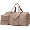GOLF QUALITY Borsone da Viaggio Donna Convertibile 2 in 1 Borsone Palestra Borsa Sportiva con Scomparto Scarpe, Grande Capacità Borsa da Appendere Gym Bag, 48L Marrone champagne