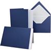 NEUSER PAPIER Set di 10 biglietti pieghevoli, formato DIN B6, 12 x 17 cm, 120 x 170 mm, con buste e foglie, struttura a coste, superficie blu scuro, biglietti d'invito vintage