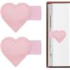 CYUXING 2 segnalibri magnetici in pelle con portapenne | Chiusura magnetica a forma di cuore, graziosa e resistente, per libri, regalo multifunzionale per amanti della lettura, donne e studenti (rosa)