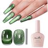 Imtiti Smalto Gel Cat Eye Verde 10ml Lunganente Soak Off UV LED con Bacchetta Magnetica Salon DIY a Casa Regalo per Donne