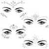 Yuanchu 4 pietre glitterate per il viso, 4 stili, pietre preziose, tatuaggi temporanei, per il viso, strass, strass, strass, strass, adesivi per karneval musicale, feste, trucchi e festival