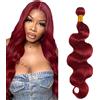 Lakaisa Body Wave Human Hair Bundles #99J Burgundy Human Hair Extensions Capelli Naturali Umani Donna Extensions Sew in Hair Single Bundle Real Hair Low Shedding for Women 14 Inch