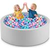 Aunekiv 120 x 35 cm vasca per palline in schiuma per bambini rotondi da 1 a 3 anni per ragazzi e ragazze, palline non incluse, grigio