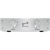 Dynavox AUX-S Pro, possibilità di commutare tra 5 ingressi Sorgenti stereo (Platino CD, DVD, Radio ecc...), 2 Uscite amplificatori (stereo, Surround), argento