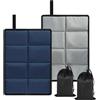 xianynow 2 Pezzi Cuscino da Stadio Pieghevole Imbottito Grigio & Blu, Cuscino Stadio Pieghevole con Borsa Portaoggetti, per Picnic Escursioni Campeggio