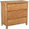 DRW Comoda con 3 cassetti in Legno Naturale 80x80x40 cm