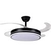 DRW Ventilatore da soffitto con luce e 4 pale retrattili in nero volturno 53x106x106 cm