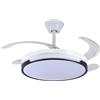 DRW Ventilatore da soffitto con luce e 4 pale retrattili in bianco Diana 53x106x106 cm