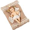 DRW Figura bambino Gesù su un cuscino in colore carne e marrone 18x10x23 cm