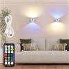 LuminexDesigns Set 2 Applique da Parete LED Senza Fili Ricaricabile per Interni - Bianco Lampada da Comodino con Telecomando e Touch, Dimmerabile, RGB 7 Colori con Timer, per Camera da Letto e Cucina