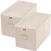 Amonsen Confezione da 2 contenitori con coperchio con cerniera per vestiti, biancheria da letto, pieghevoli e lavabili, beige
