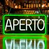 Lxmoneon Insegne luminose APERTO, USB Insegna al Neon Aperta per Negozio, Luce al neon a LED verde bianco per Bar, Ristoranti, Supermercato, Caffetteria, Cartello aperto appendere alla porta/finestra