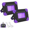 NATPOW Lampada LED Nera Ricaricabile 6000mAh, 400-405nm Faretto UV Led con Cavo di Ricarica, IP65 Impermeable Luce UV per Pitturas del Corpo, Fluorescente Poster, Festa, Discoteca, Natale, Halloween