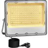 MEEKBOS Faretto LED da Esterno 150W, IP66 Impermeabile Luce Bianca Calda 3000K Faro LED Con Spina Schuko,15000 Lumen,220-240V AC 50Hz