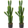Oairse Set di 2 Piante Artificiali Cactus 82cm, Grande Pianta Artificiale in Vaso, Piante Decorative Euphorbia Accruensis Cactus, Pianta Artificiale per Casa, Giardino, Ufficio, Decorazione, Verde