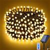 ZCLIKEU - Catena di luci a energia solare per esterni, 30m, 300 LED, bianco caldo, 8 modalità, impermeabile, con timer, telecomando e USB, per decorazione del giardino, terrazza, matrimoni, balcone