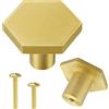 Vandicka Pomelli Dorati per Mobili, Maniglie in Ottone per Cassetti e Porte, Pomelli Esagonali per Armadi, Armadio da Cucina, Cassettiere, Comò, 35x20mm, con Viti in 2 Misure (4 pezzi color oro)