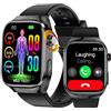 DigiKuber Smartwatch ECG/Selezione/Risposta chiamata, AMOLED impermeabile Smart Watch con pressione sanguigna, SpO2, frequenza cardiaca, messaggio di promemoria per Android iOS (TPU Nero)