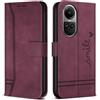 Bravoday Cover per Oppo Reno 10 5G / Reno 10 PRO 5G, Flip Custodia in Pelle PU con Slot per Schede, Portafoglio Custodia per Oppo Reno 10 5G / Reno 10 PRO 5G, Vino Rosso