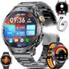SUNKTA Orologio intelligente da uomo Militare 1000 mAh grande batteria 1,7 HD Bluetooth chiamate per iOS Android Smartwatch Sportive fitness,Monitoraggio della salute,sonno,3 braccialetti,grigio-nero