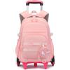 Amythe Zaino Trolley per Ragazza 9-16 Anni, Zaino Bambina Scuola Elementare con Carrello Rimovibile 6 Ruote, 21L Zaini Elementari con Rotelle per Bambine, Rosa
