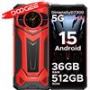 DOOGEE Telefono robusto DOOGEE S200 Plus 5G AI 36 GB (16 + 20) 512 GB Dimensity per giochi, schermo posteriore da 6,5 pollici, schermo principale