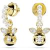 Swarovski Orecchini pendenti Idyllia, Crystal Pearl, Taglio misto, Ape, Multicolore, Placcato color oro