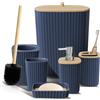 Clara Clark Set di accessori da bagno blu navy, set di 6 accessori da bagno, set da bagno con scopino, cestino e dispenser di sapone