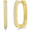 FANCIME Orecchini a Cerchio Piccoli Rettangolo per Donna in Argento Sterling 925 Placcato Oro Bianco/Giallo/Rosa con Zirconia Cubica Gioielli per Donna Ragazze - Dimensione: 15 * 12,5 mm