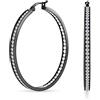 Bling Jewelry Orecchini a cerchio grandi con canale rotondo nero e zirconi cubici all'interno per donne, finitura in acciaio inossidabile placcato nero, diametro 2 pollici.