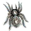 Avalaya Anello da cocktail a forma di ragno in cristallo trasparente (tonalità argento).
