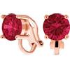 Bling Jewelry Orecchini A Clip In Ottone Placcato Oro Rosa Con Zirconi Cubici Rotondi Taglio Brillante Rosso Rosa Simulato 2CT