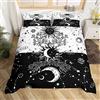 Loussiesd Set di biancheria da letto con sole e luna, copripiumino nero e bianco Yin Yang, set di biancheria da letto bohémien, motivo trippy, albero della vita, copriletto per ragazzi e ragazze