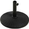 Outsunny Base per Ombrellone Rotonda Effetto Rattan da 12.5kg, Supporto per Pali da 38mm e 48mm, Ø44.5 cm, Nero