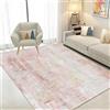 WUTONG Tappeto Orientale 140x200cm Rosa Vintage, Tappeto Salotto Classico Lavabile in Lavatrice, Retro con Trama Geometrica Antiscivolo, Ultra Sottile e Morbido, per Soggiorno o Camera