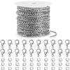 MoonSing Catena Collana, 10 Metri Catene per Creazione di Gioielli in Acciaio Inox con 20 Fermagli per Aragosta e 30 Anelli di Salto per Fai-da-Te Forniture Gioielli Braccialetti, 2mm (Argento)