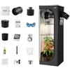 VEVOR Kit Completo per Tenda da Coltivazione da Interno 60x60x180 cm Tenda da Coltivazione con Illuminazione LED a Spettro Completo, Sistema di Ventilazione, Mylar 600D, per Fiori Verdure